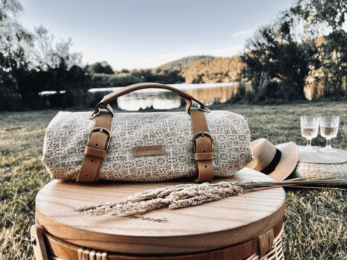 Picnic Blanket with Leather shops Straps