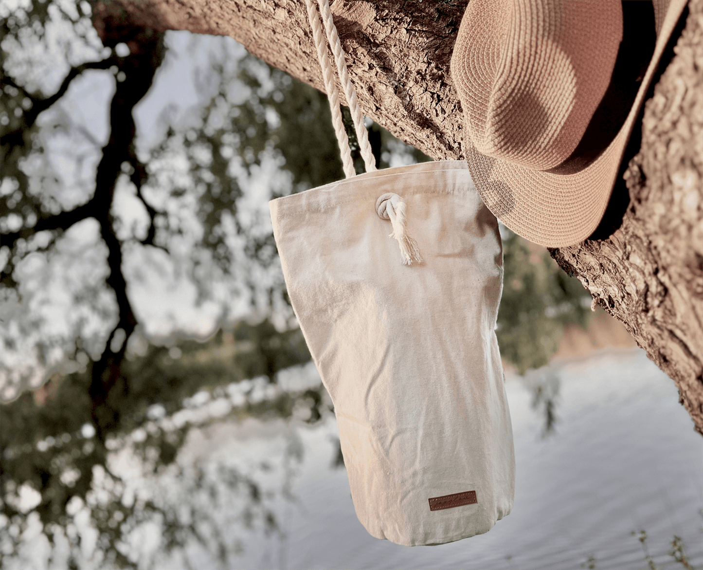 Boho White Picnic Blanket w/ Genuine Leather Strap