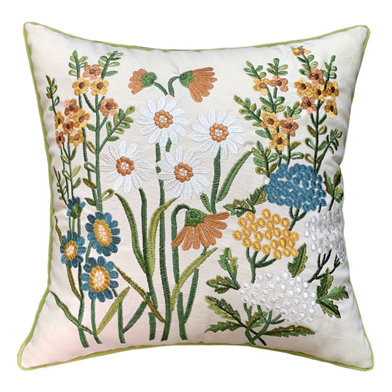 Daisy Embroidered Cotton CushionCCV001CushionsCushions