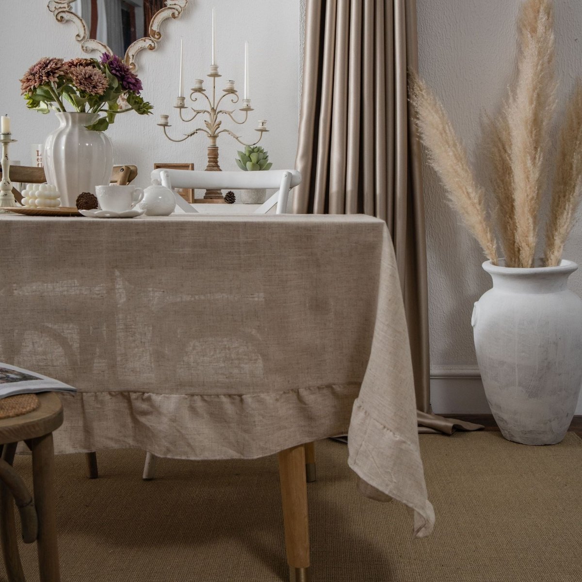 Natural Beige Linen Table Cover