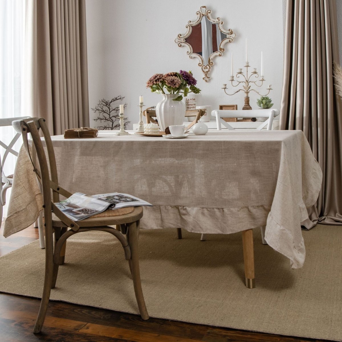 Natural Beige Linen Table Cover