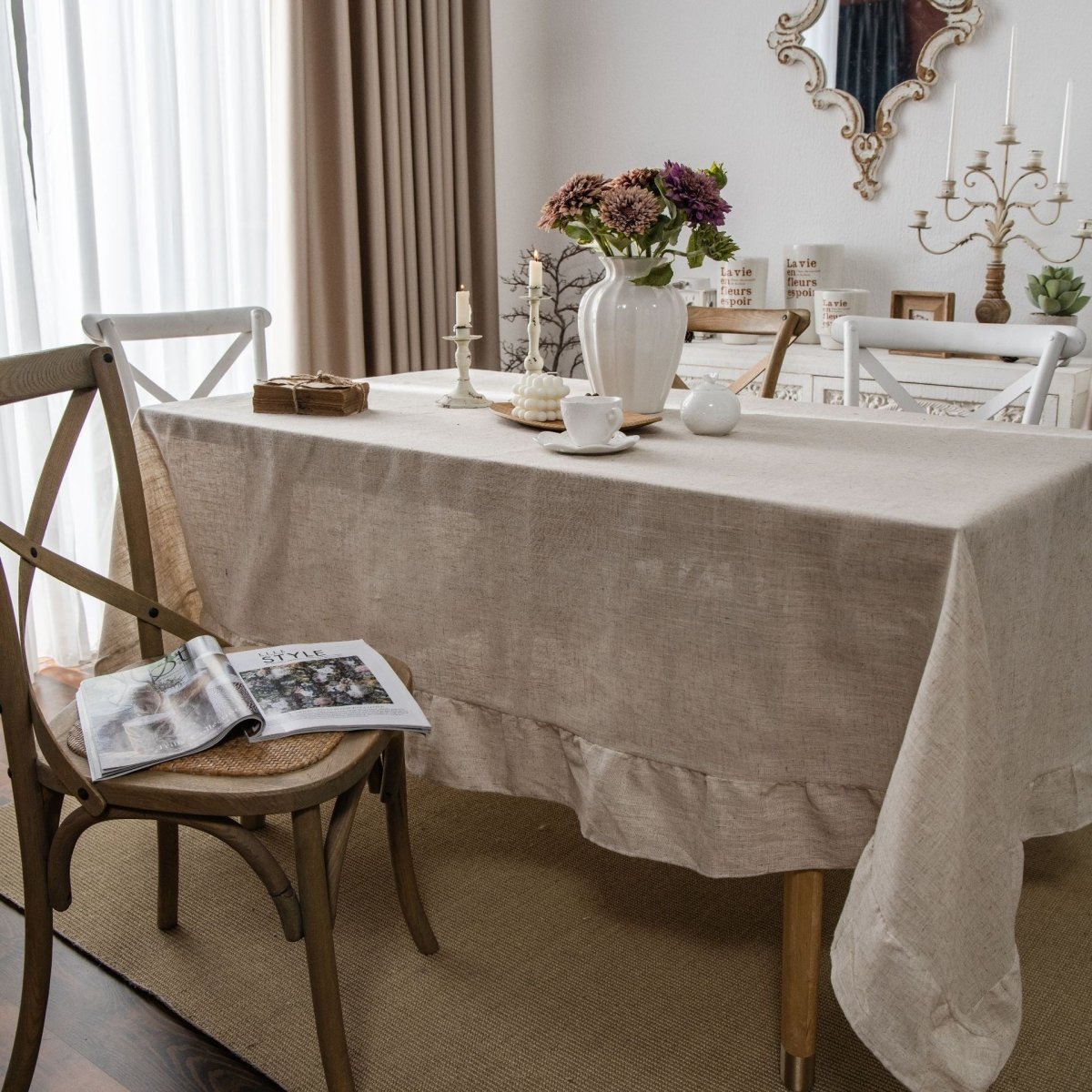 Natural Beige Linen Table Cover