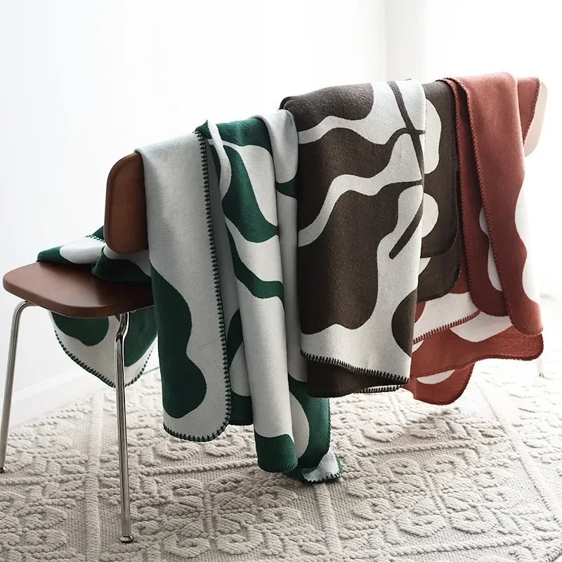 Nordic Knitted Abstract Throw Blanket