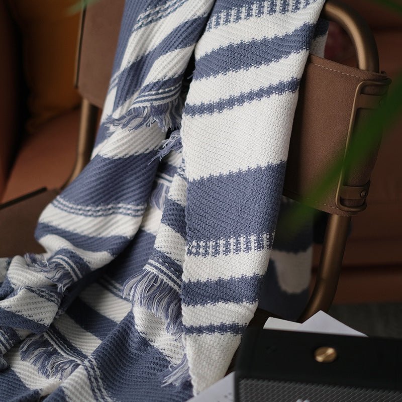 Nordic Striped Knitted Blanket