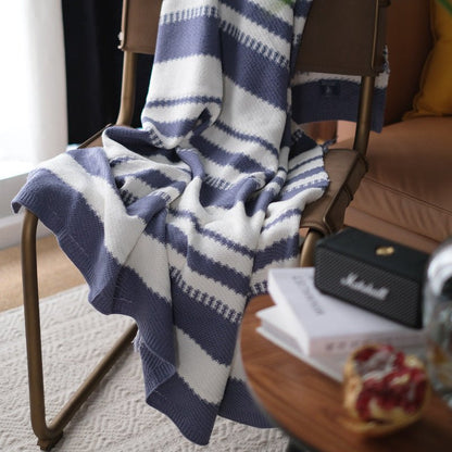 Nordic Striped Knitted Blanket