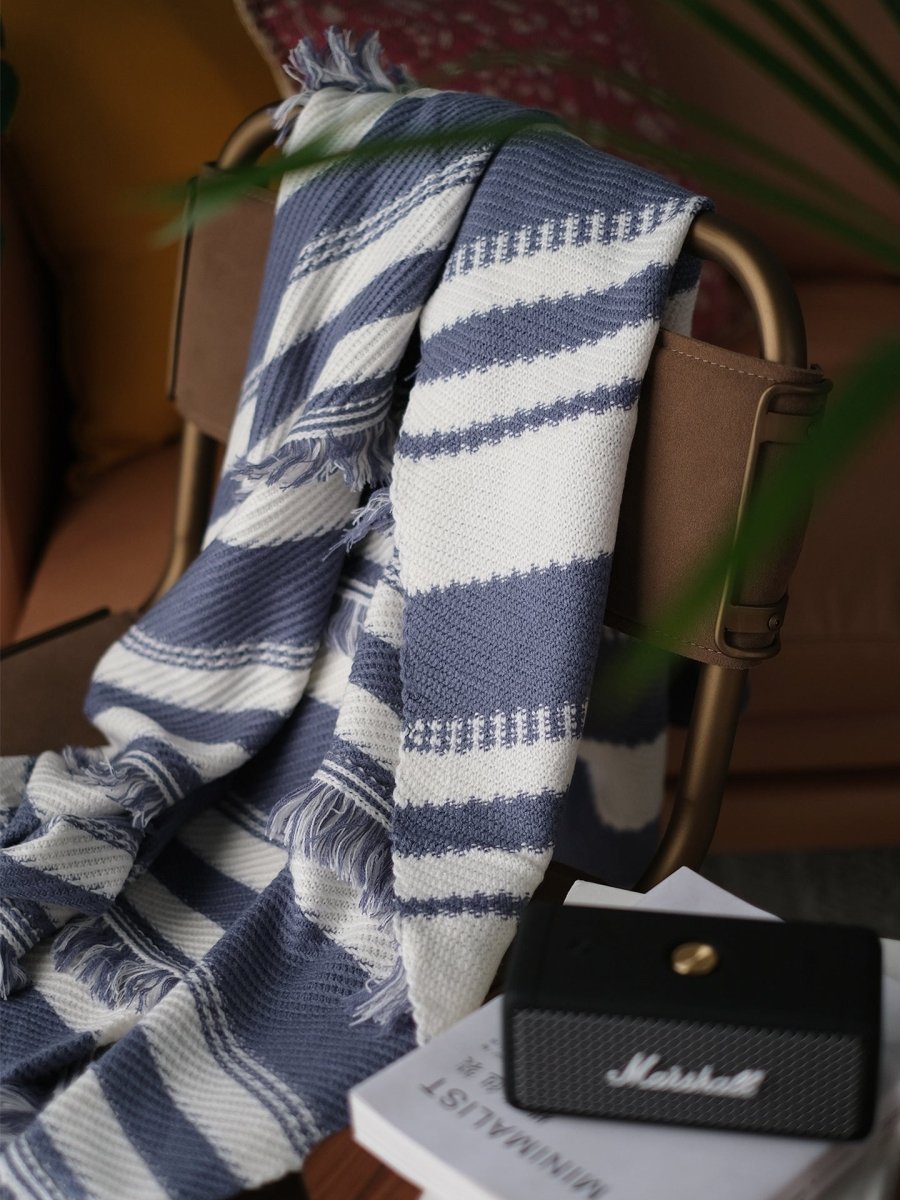 Nordic Striped Knitted Blanket