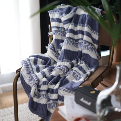 Nordic Striped Knitted Blanket