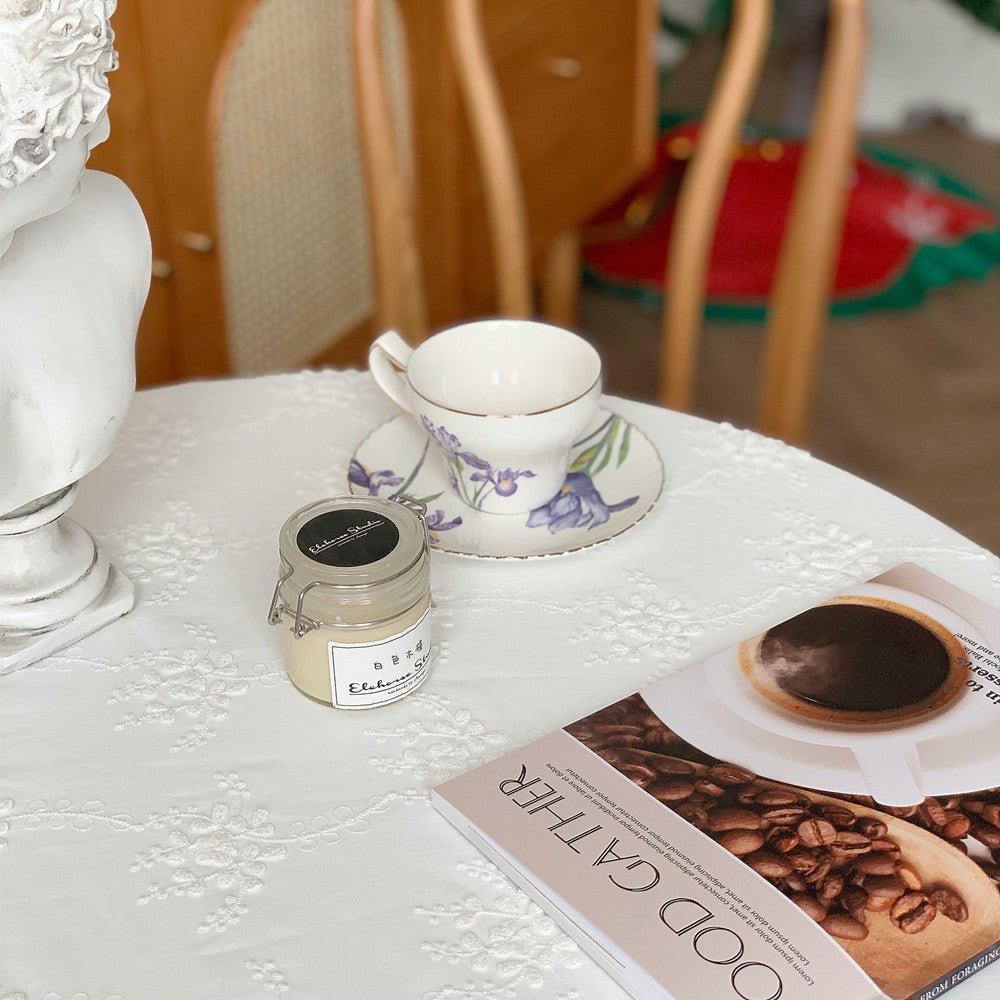 White Flora Table Cover