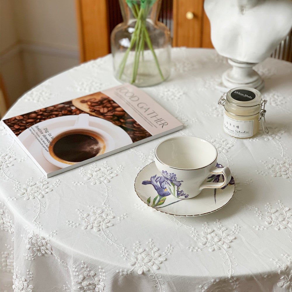 White Flora Table Cover