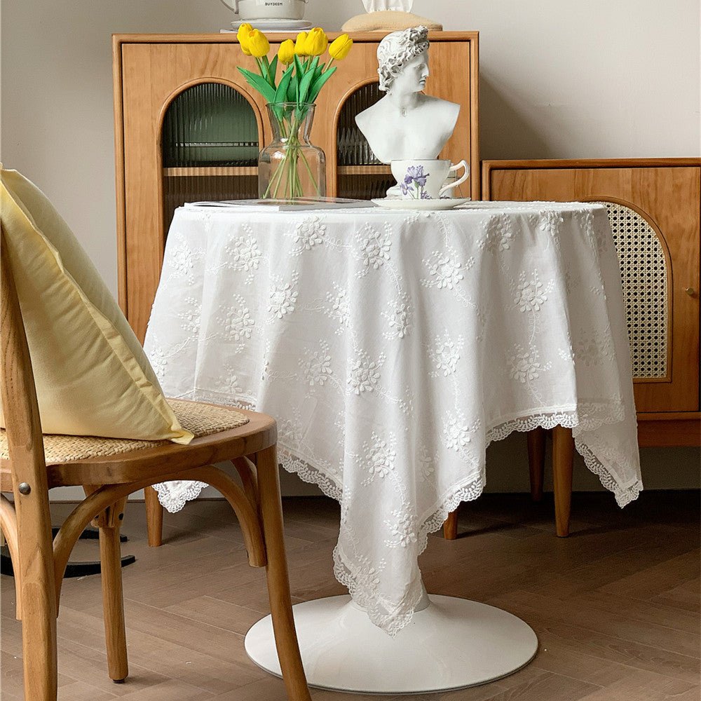 White Flora Table Cover